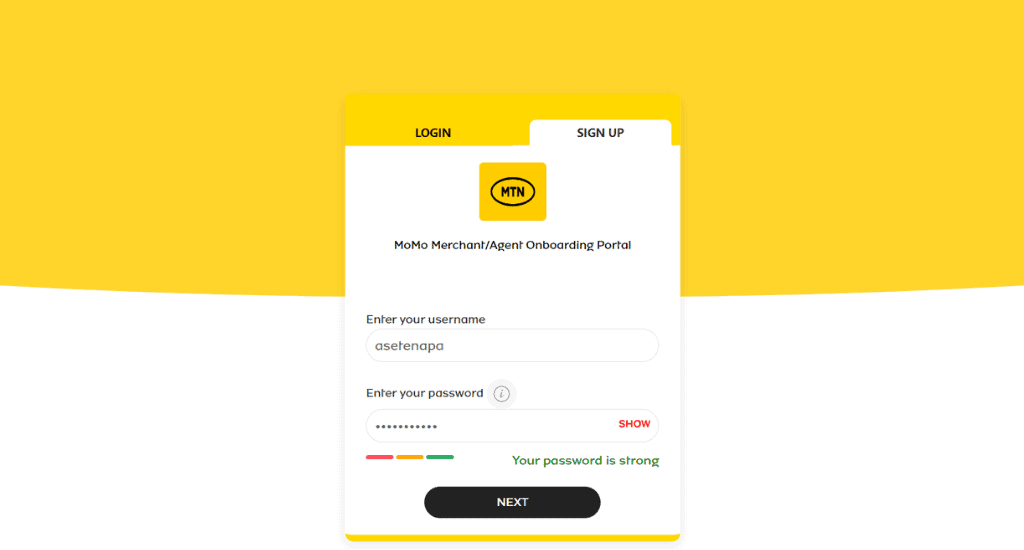 create account mtn momo onboarding portal