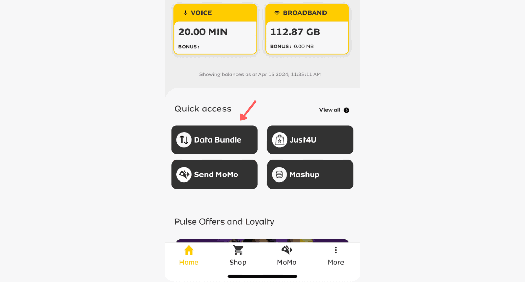 mymtn app data bundle menu