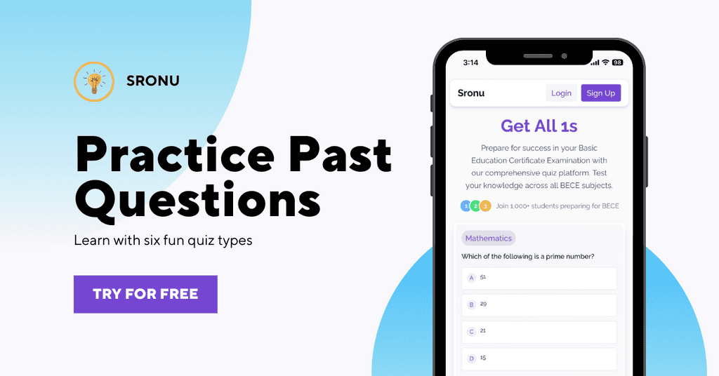Practice past BECE questions for free on Sronu – Start now
