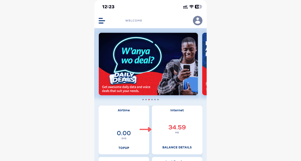 airteltigo app dahsboard