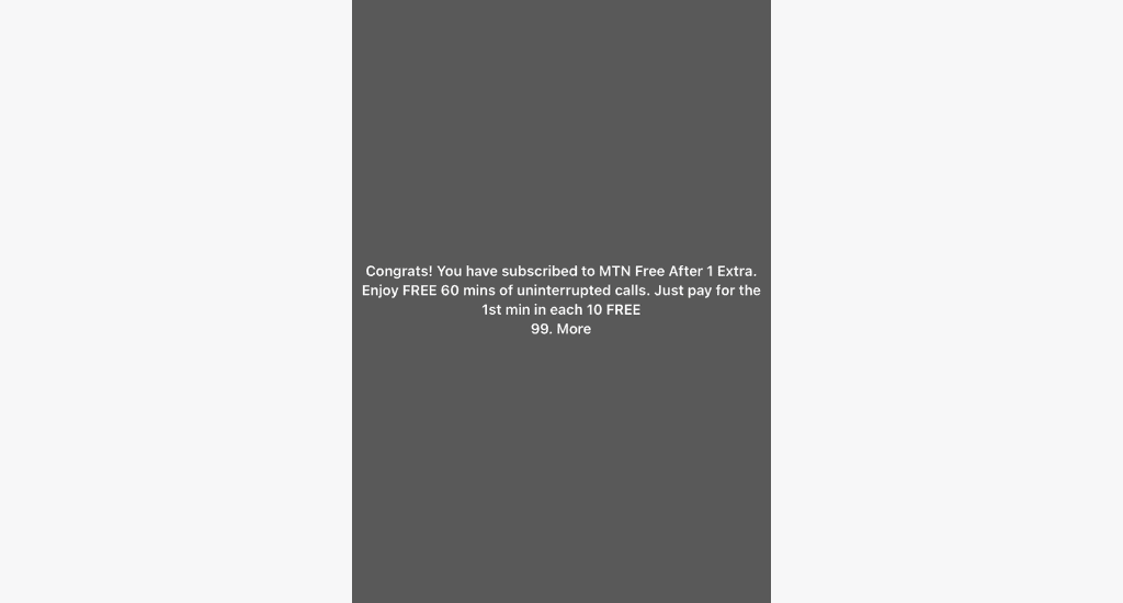 mtn free after 1 extra subscribed successfully