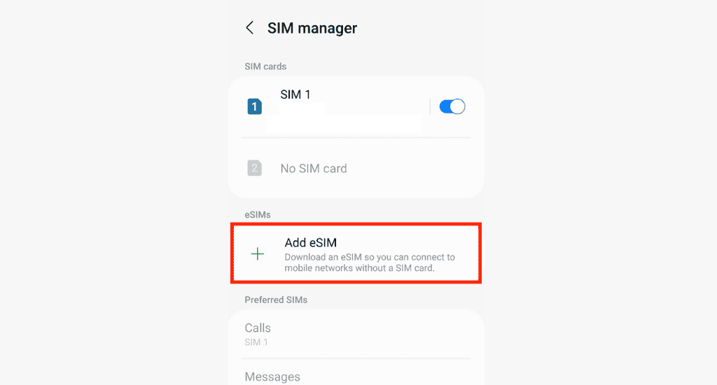 add esim android