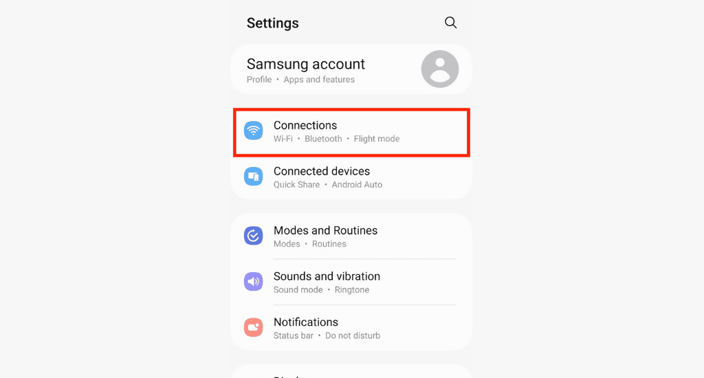 android connection settings