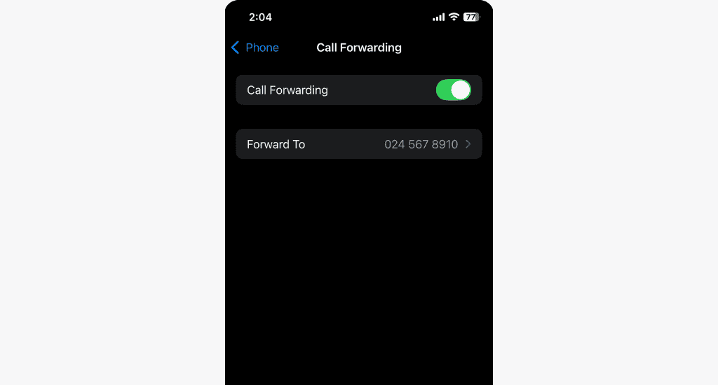 ios call forwarding successful