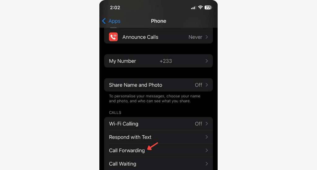 ios phone settings