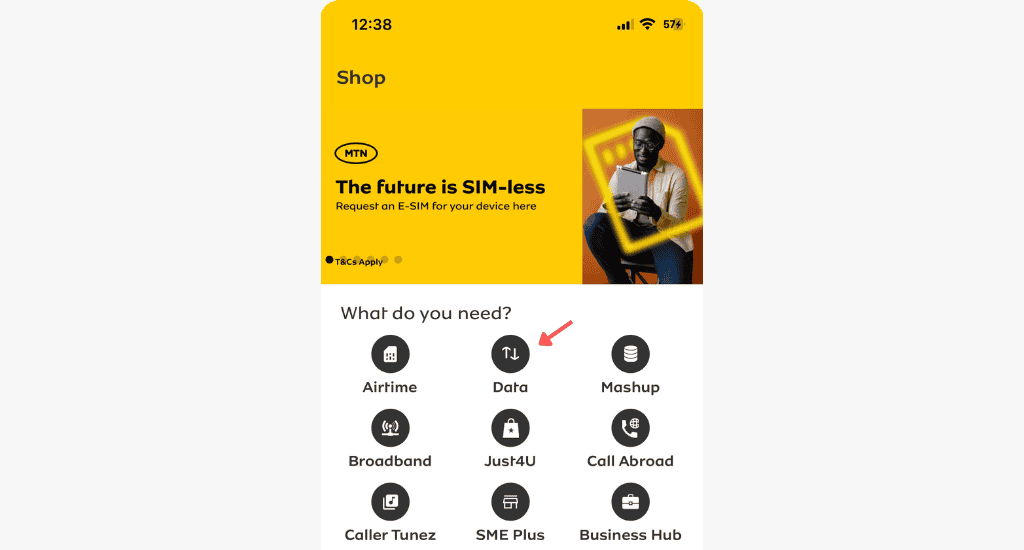 mymtn app shop options