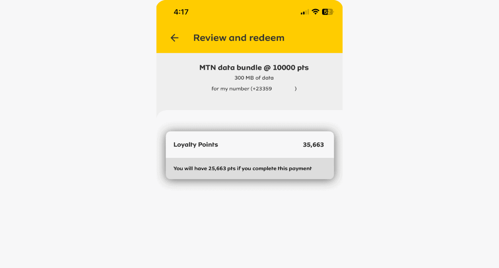 review mtn points redemption transaction