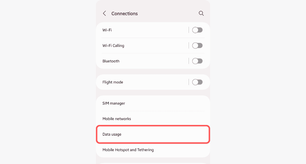 android connection settings