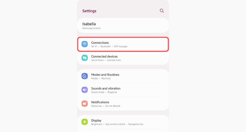 android settings menu