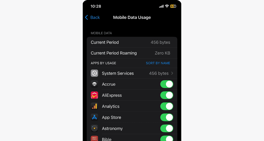 telecel data consumption ios