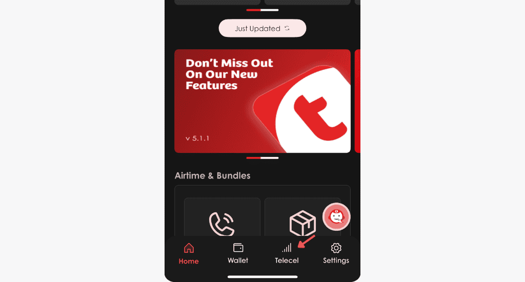 telecel app menu