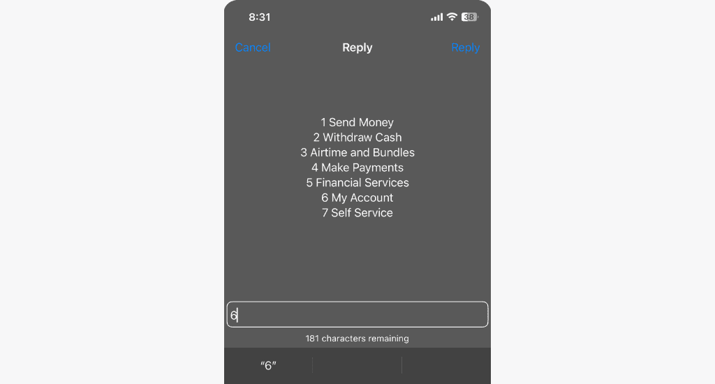 t-cash wallet menu