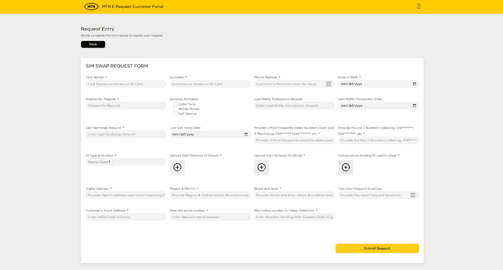 mtn sim swap request form