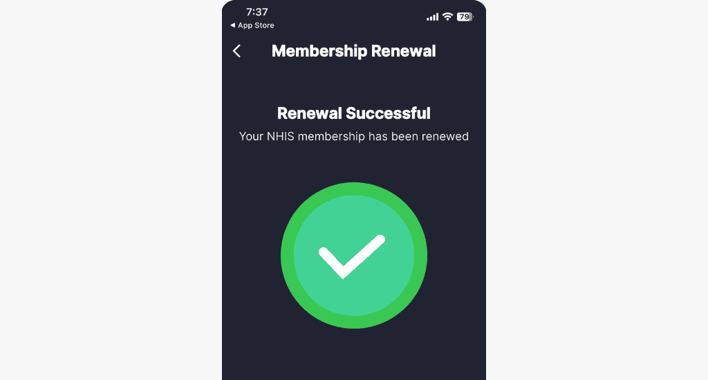 nhis membership renewal successful