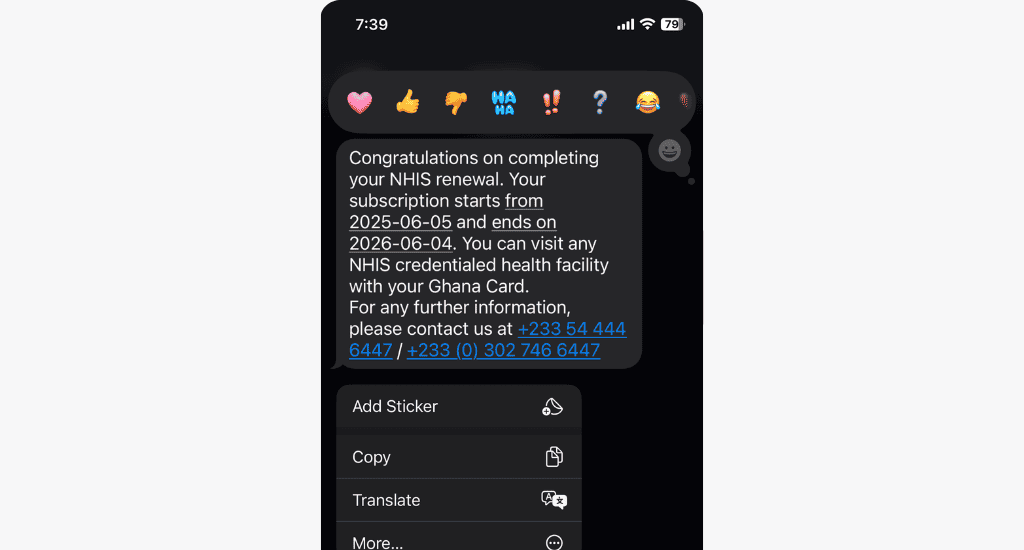 nhis renewal successful