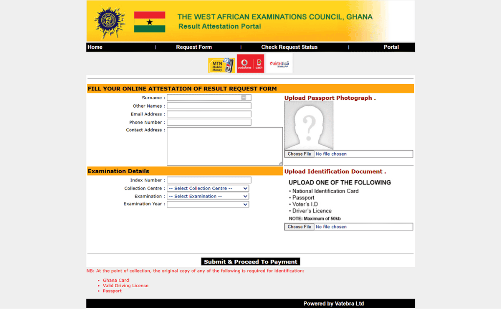 waec attestation of results form