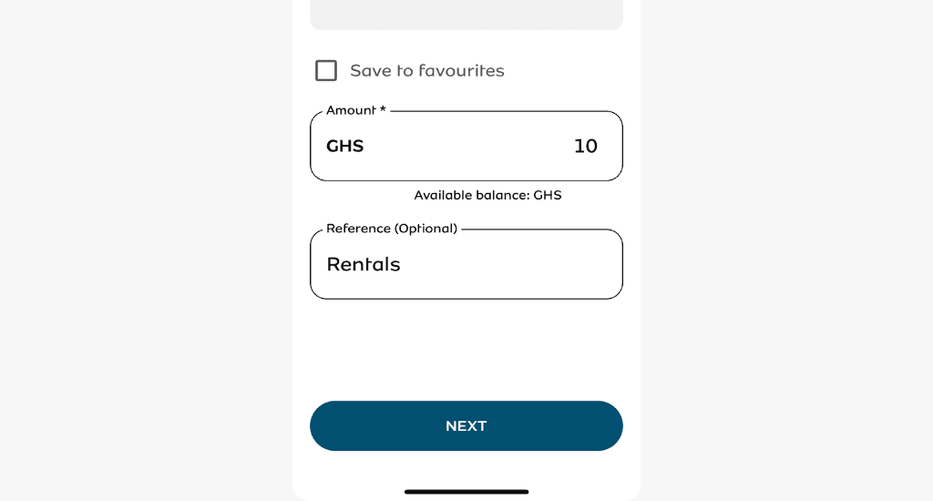 enter payment amount and reference