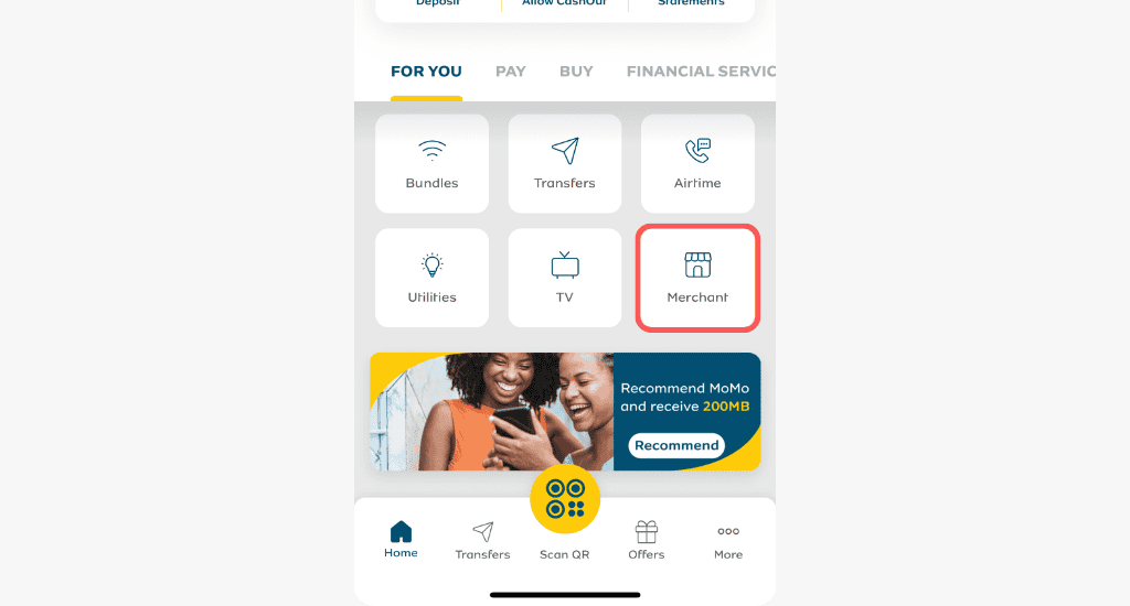 mtn momo app home