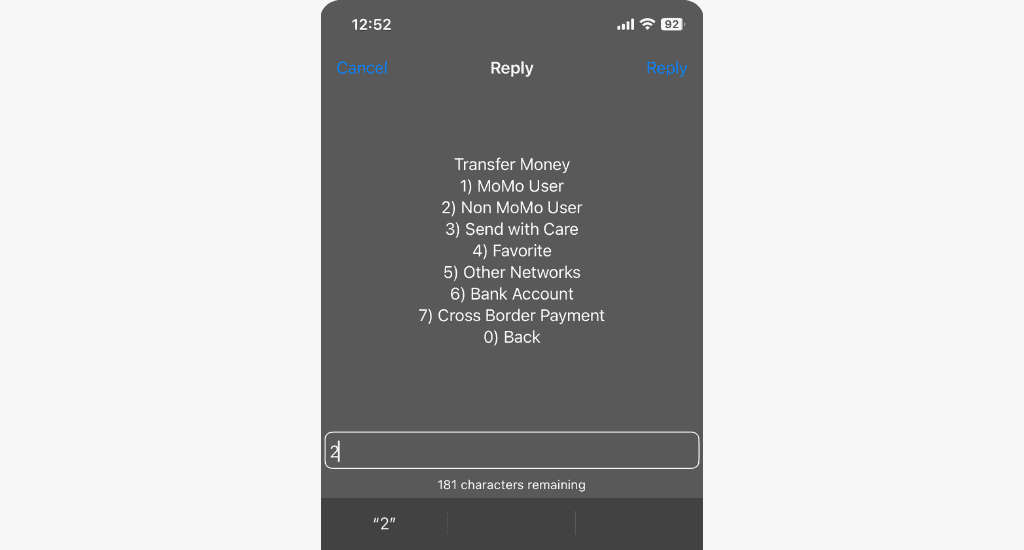 select non-momo number