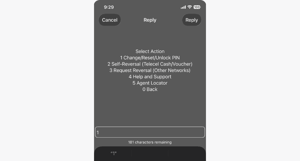 telecel cash self service