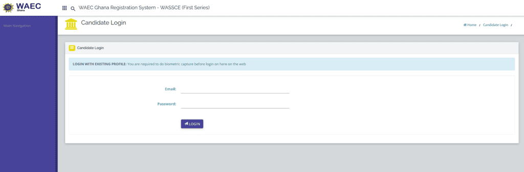 waec wassce private registration login